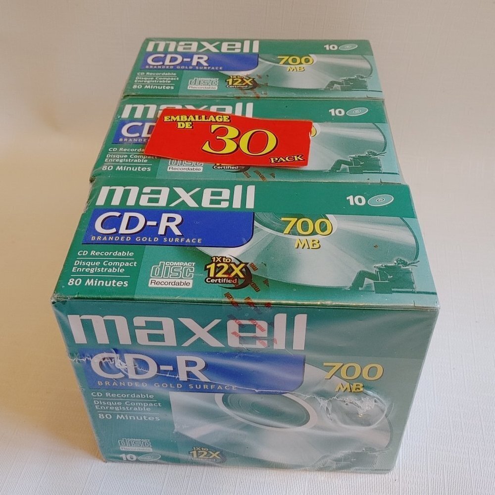 MAXELL CD-R MUSIC CD Recordable 80 Minutes SEALED Pack of 30 700MB MEGA PACK